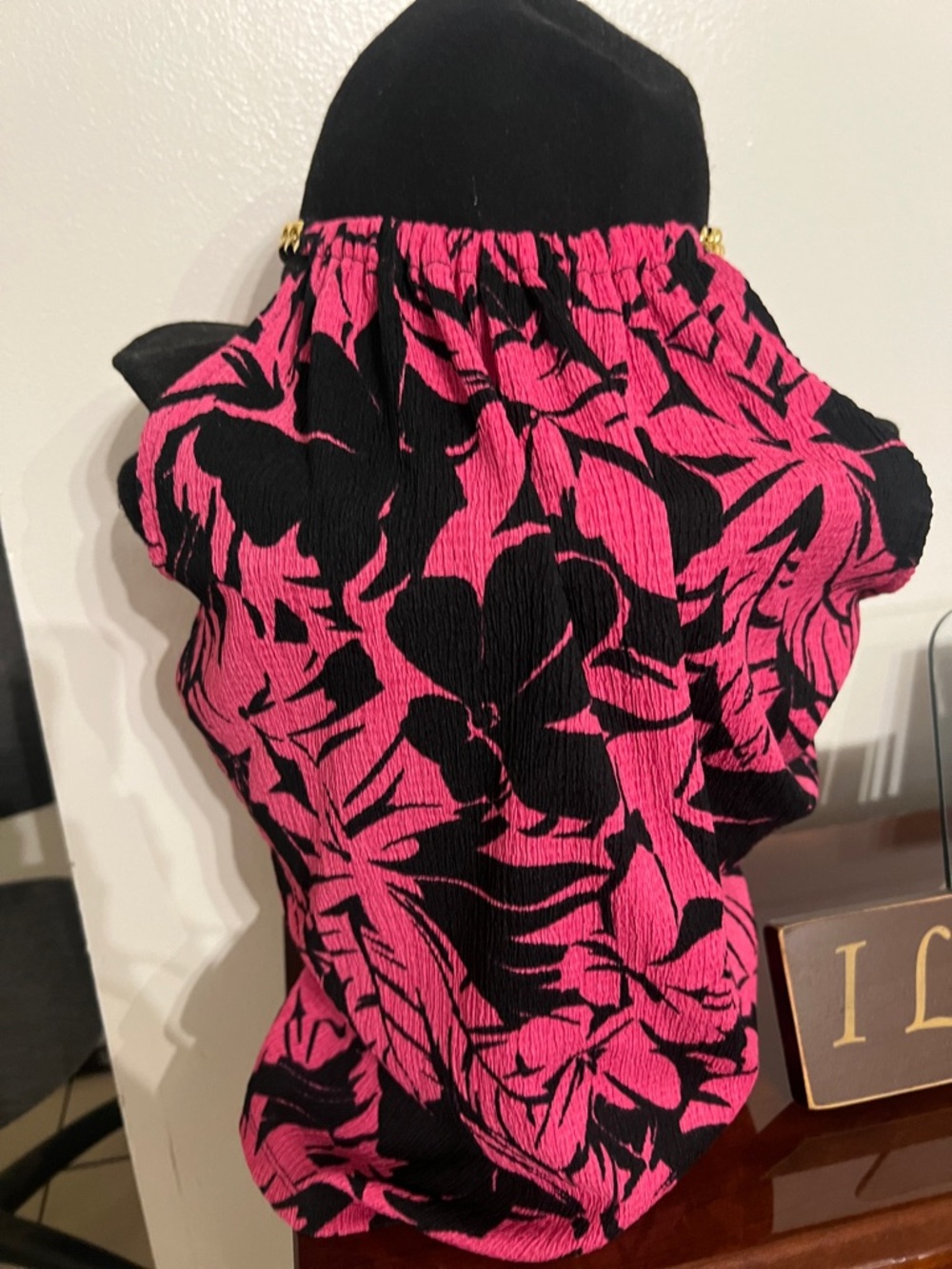 Michael Kors Pink and Black Floral Tank Top